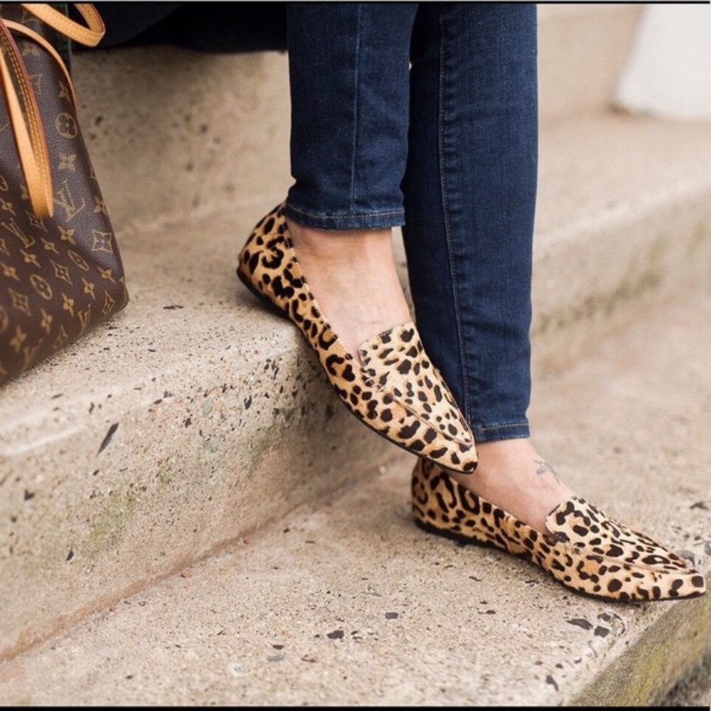 Steve Madden Leopard Calf Fur Flats